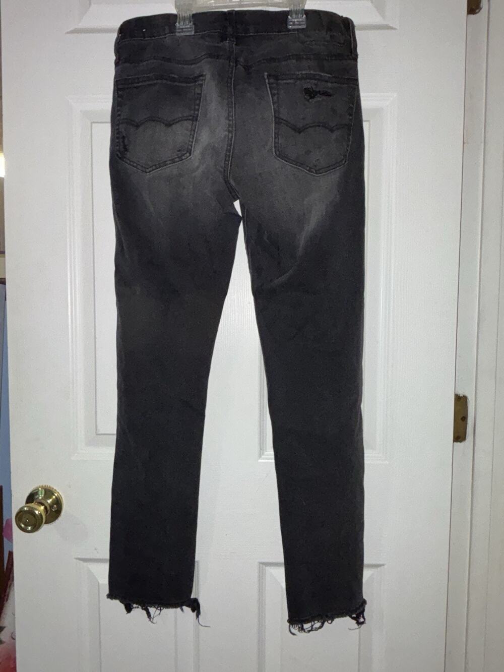 American Eagle AE 31x30 Skinny Distressed Holes Patch Black Jeans 2017 Flex